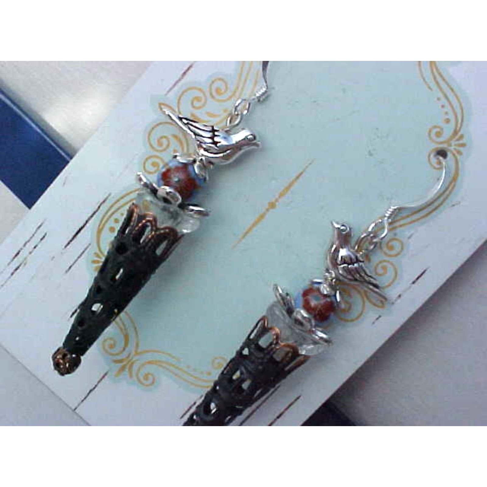 B2g1 Filigree Blue Bird Nest Earrings Handmade Mothers Day Gifts Women